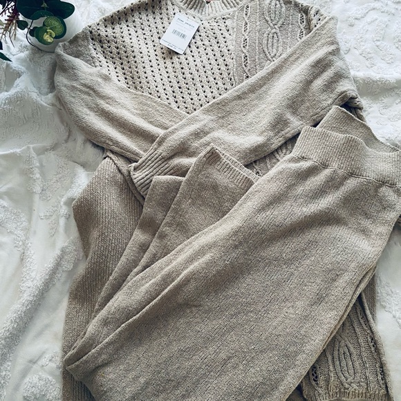 Free people Harper knit set NWT medium sold out everywhere soft versatile beige - Picture 6 of 12